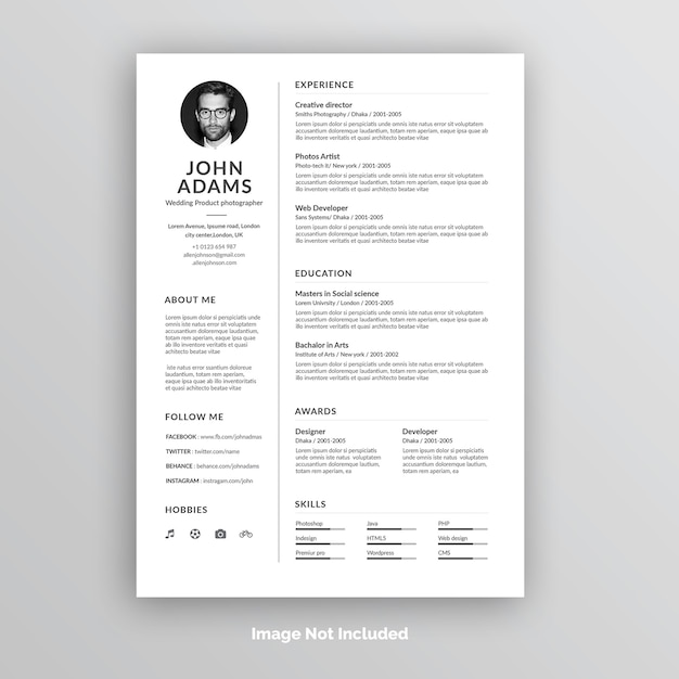 PSD creatief cv of cv-sjabloon