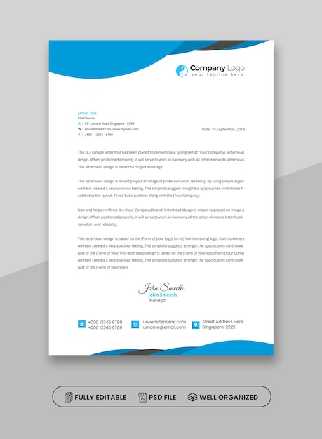 Creatief letterhoofdontwerp PSD-sjabloon