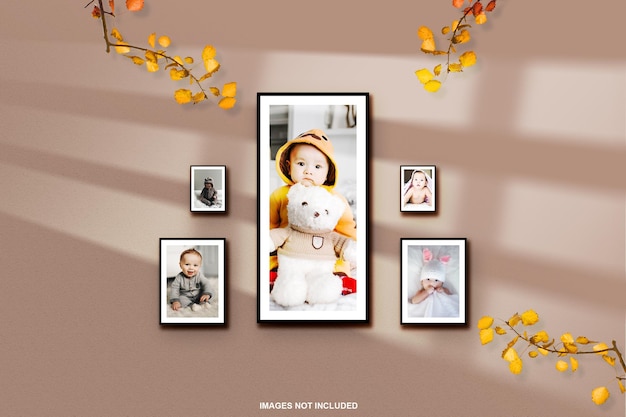 Creatief moodboard of fotolijstmodel met bladeffect