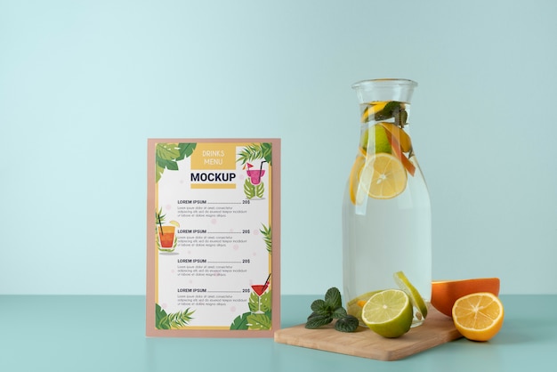 PSD creatief zomermenu met ingrediënten