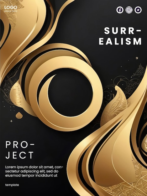 PSD creatieve abstract sjabloon met gouden ontwerp