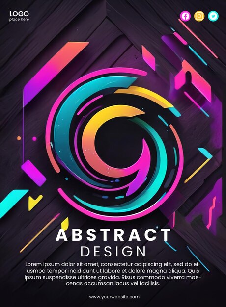 PSD creatieve abstracte poster met neonhoutontwerp