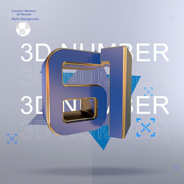 Creatieve blauwe 3d nummers 61