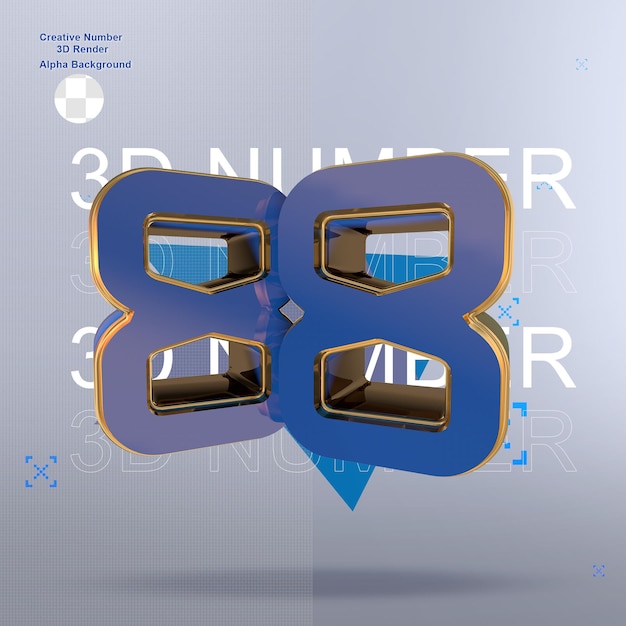 PSD creatieve blauwe 3d nummers 88