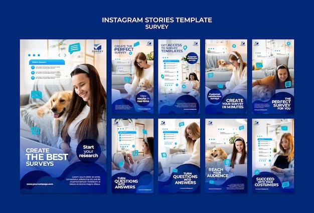 PSD creatieve blauwe enquête ig stories