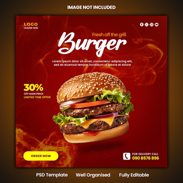Creatieve burger psd sjabloon