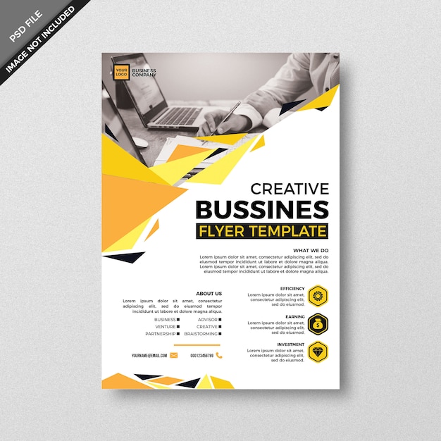 Creatieve gele geometrie business flyer sjabloonstijl