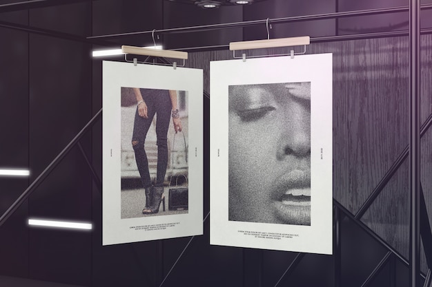 Creatieve hangende posters mockup