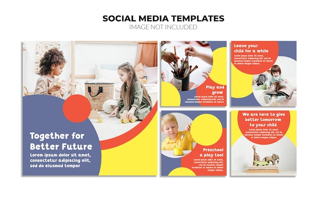 Creatieve Instagram-postsjablonen voor sociale media voor kinderen