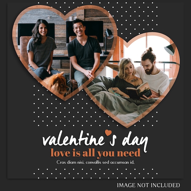 Creatieve moderne romantische valentine dag instagram post sjabloon en foto mockup