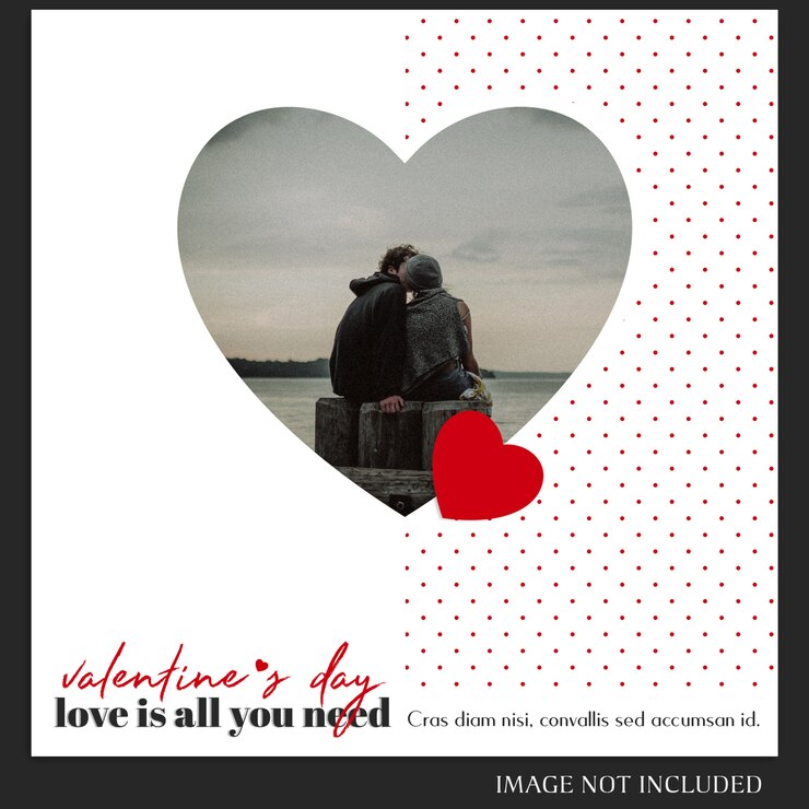 PSD creatieve moderne romantische valentine dag instagram post sjabloon en foto mockup