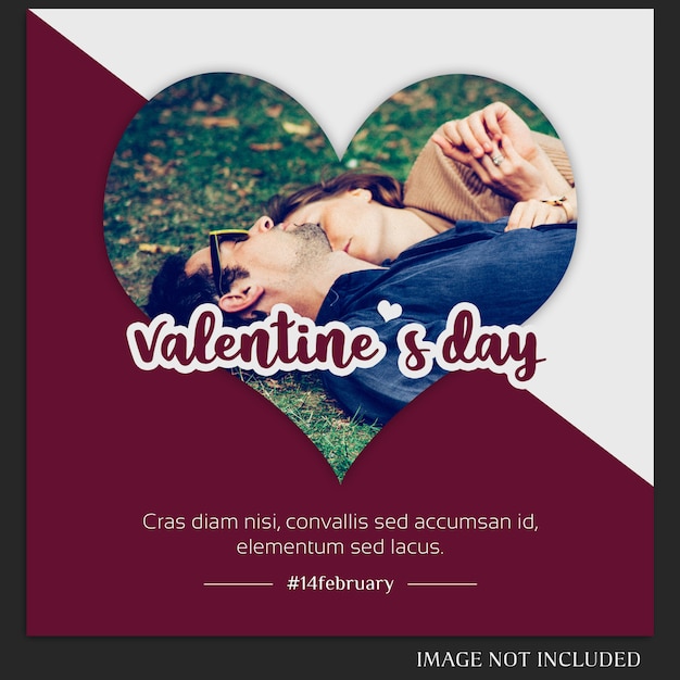 PSD creatieve moderne romantische valentine dag instagram post sjabloon en foto mockup