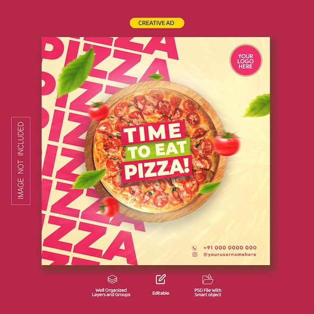 PSD creatieve pizza-advertentie