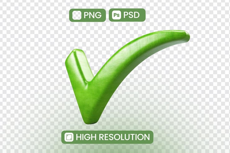 PSD creating a 3d green checkmark model a stepbystep tutorial for beginners utilizing png and psd files with high resolution achieving success in 3d modeling with texture and efficient workflow