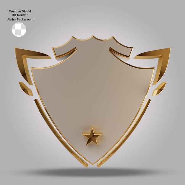 Creative 3d gold shield