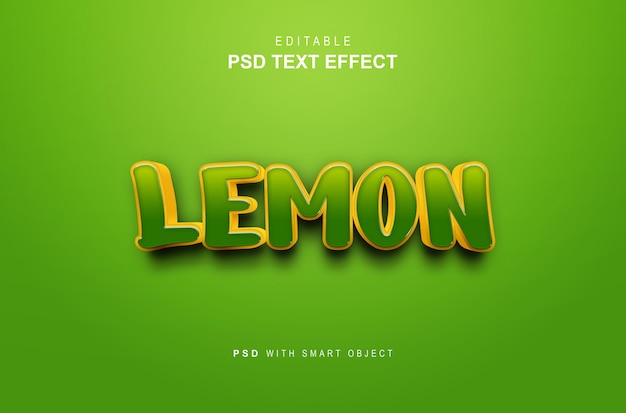 PSD effetto testo limone 3d creativo