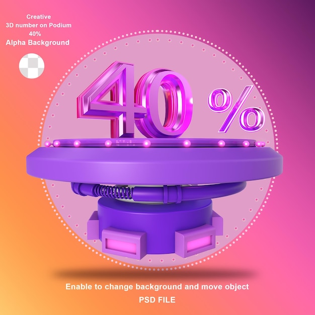 Creative 3d nummerkorting 40 procent op het podium