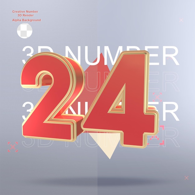 PSD elemento numero rosso 3d creativo per il design