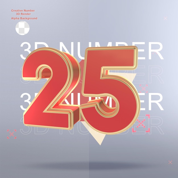 PSD elemento numero rosso 3d creativo per il design