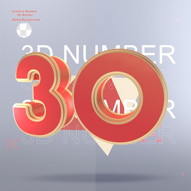 PSD elemento numero rosso 3d creativo per il design