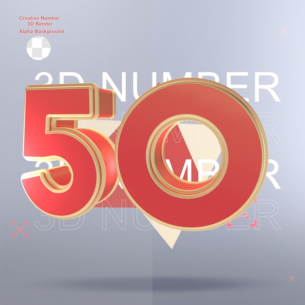 PSD creative 3d red number element for design