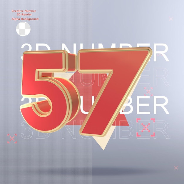 PSD elemento numero rosso 3d creativo per il design