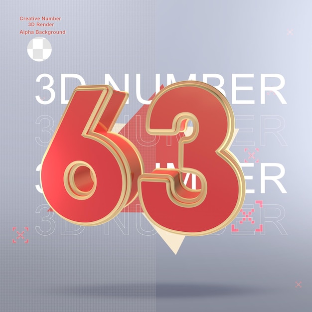 Creative 3d red number element for design