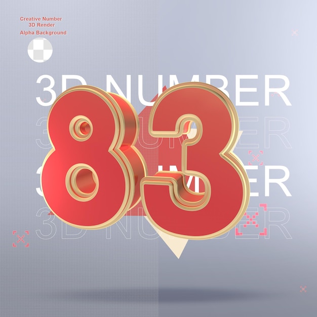 PSD creative 3d red number element for design