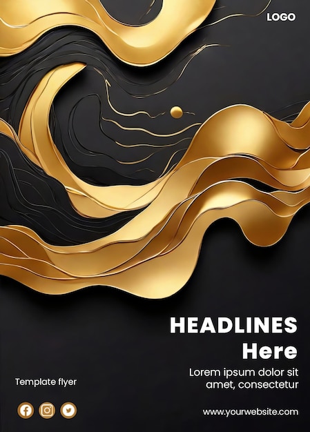 PSD creative abstract poster with gold design