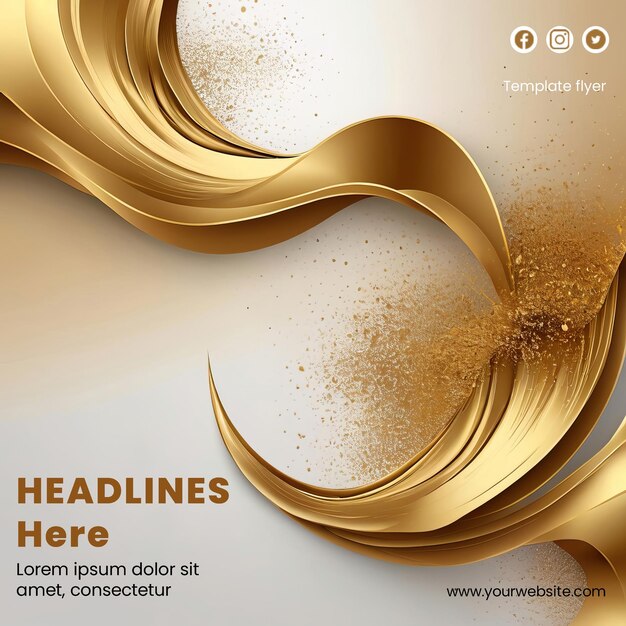 PSD creative abstract poster with gold design