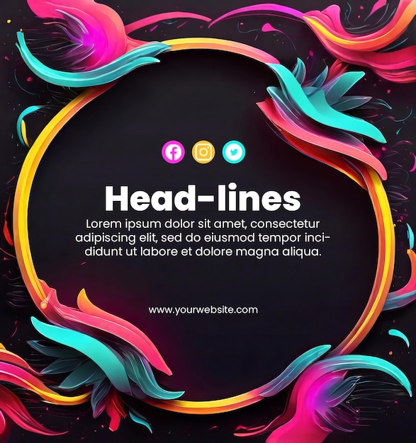 PSD creative abstract poster with neon design