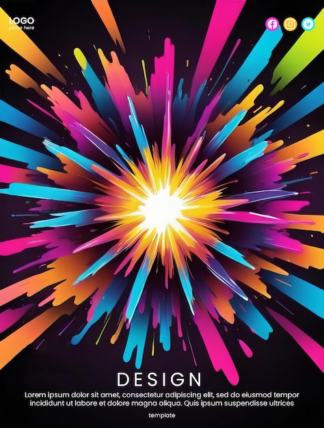 PSD creative abstract poster with neon explosion design