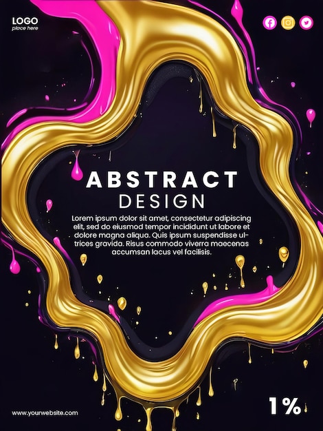 PSD creative abstract poster with neon and gold slime design