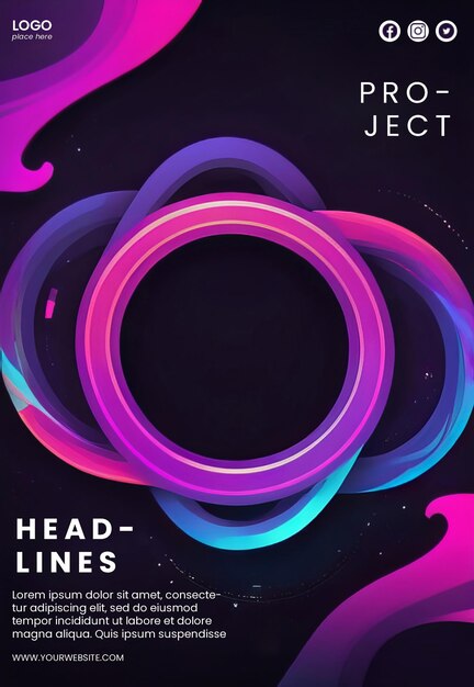 PSD creative abstract poster with neon infinite design