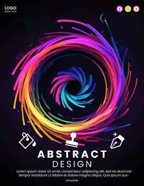 Creative abstract poster with neon nest design