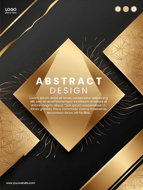 PSD creative abstract template with gold design