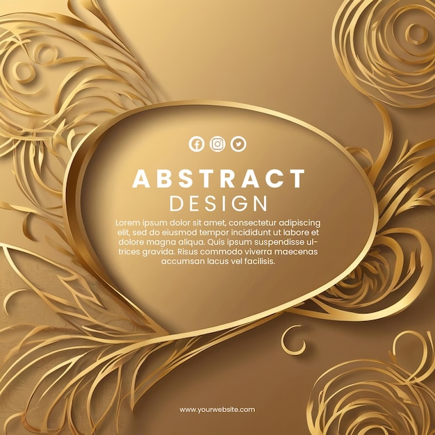 PSD creative abstract template with gold design