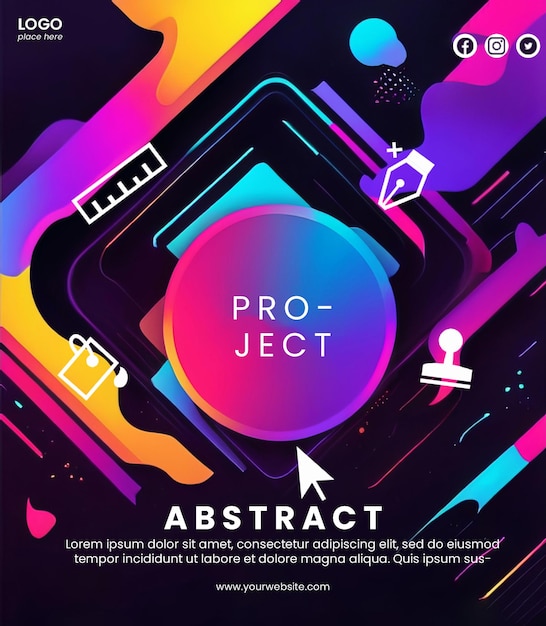 PSD creative abstract template with neon design