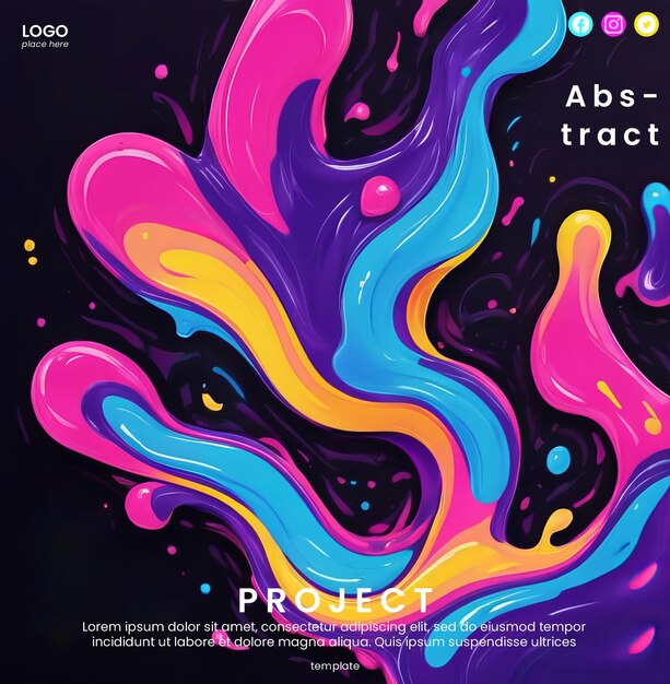 PSD creative abstract template with neon slime design