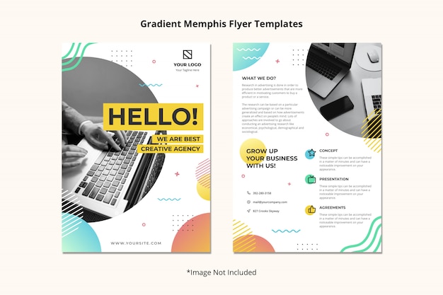 Creative agency brochure flyer template simple clean abstract memphis style