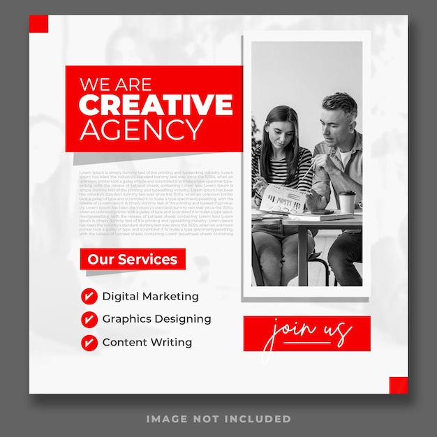 PSD creative agency minimal and creative social media post