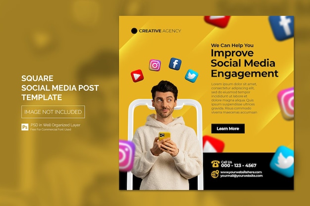 PSD creative agency social media post or square web advertising banner template