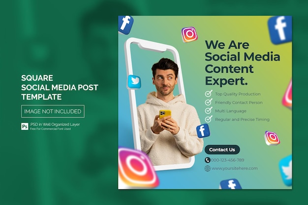 Creative Agency Social Media Post or Square Web Advertising Banner Template