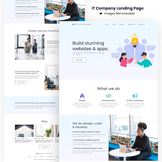 Creative agency website and apps development landing page