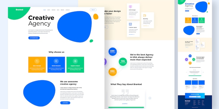 PSD creative agency website design mockup or landing page template