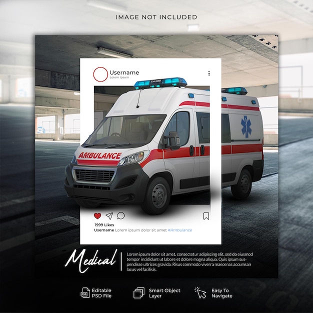 A creative ambulance campaign template on social media