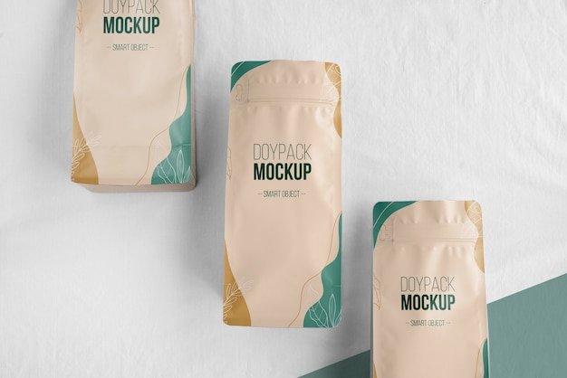 PSD creative arrangement of doypack mock-up