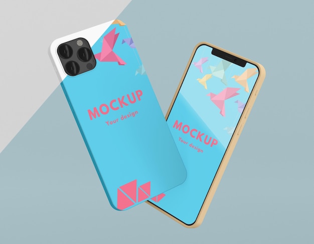 Creative arrangement of phone case mock-up