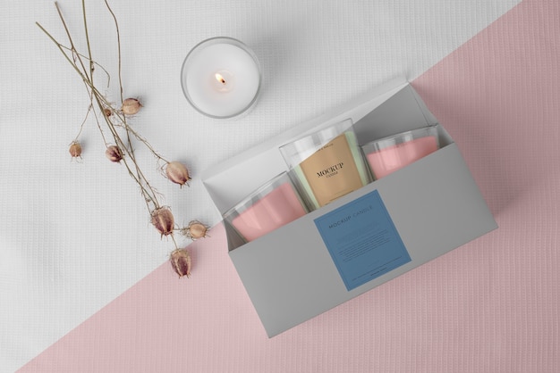 Creative assortment of mock-up candle packaging