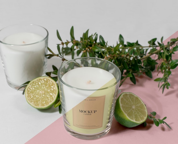 PSD creative assortment of mock-up candle packaging